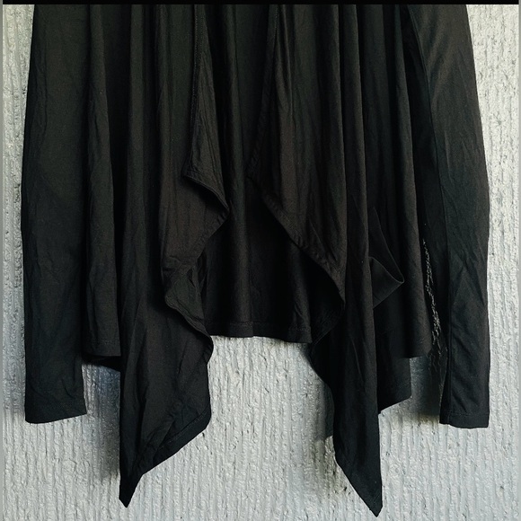 Y’s black open drapey cardigan. By Yohji Yamamoto. Silk/rayon. Size small. - Picture 3 of 10